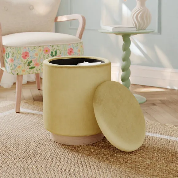 Round Velvet Storage Footstool 2