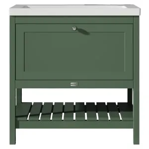 Bayswater Hartleigh Hunter Green Traditional Freestanding Vanity Unit & 1 Tap Hole Modern Recessed Basin - 800mm