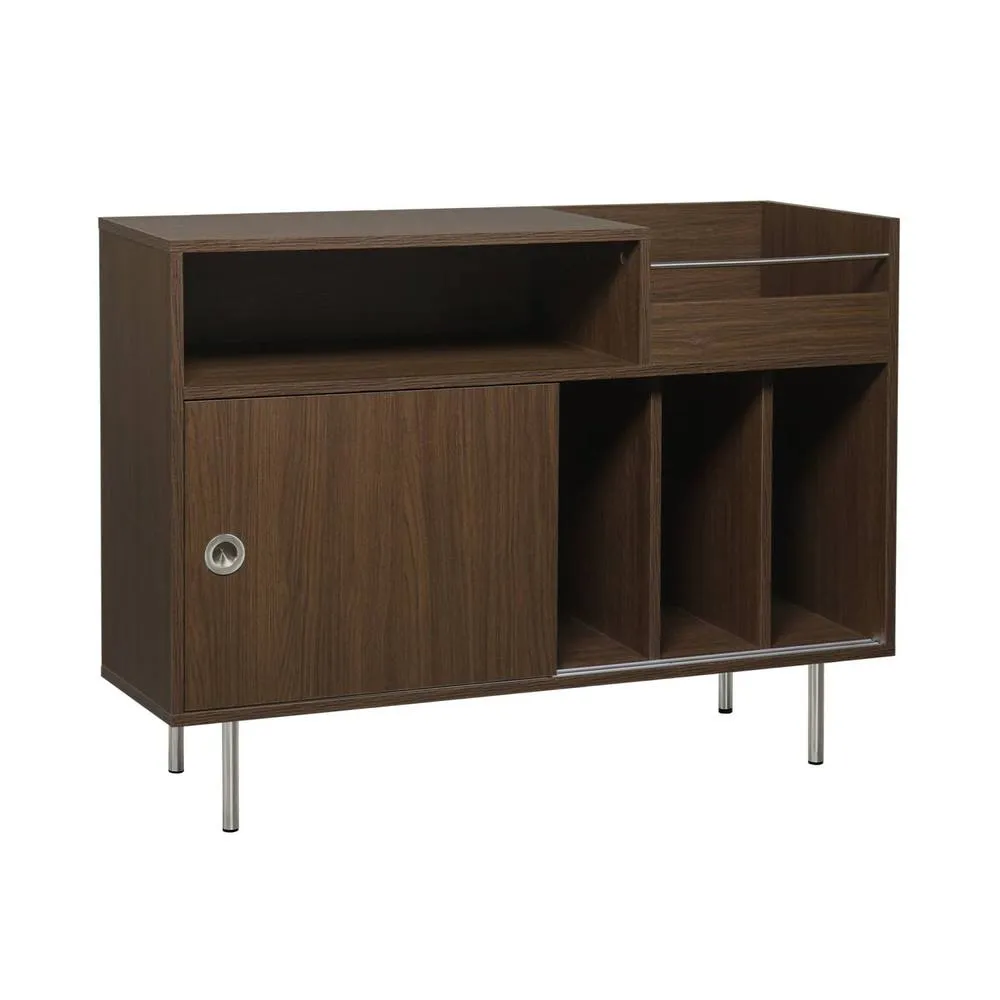 sweeek Vintage vinyl furniture with wood decor & stainless steel 100cm in Dark Brown 3