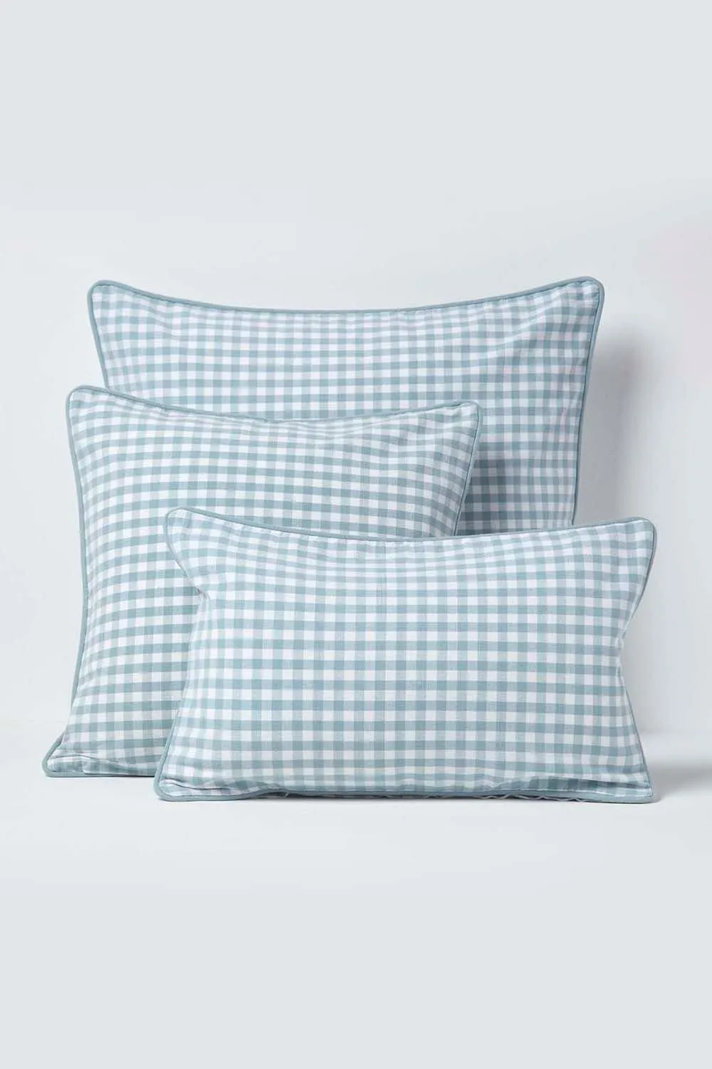 Homescapes Cotton Gingham Check Cushion Cover in Blue 5