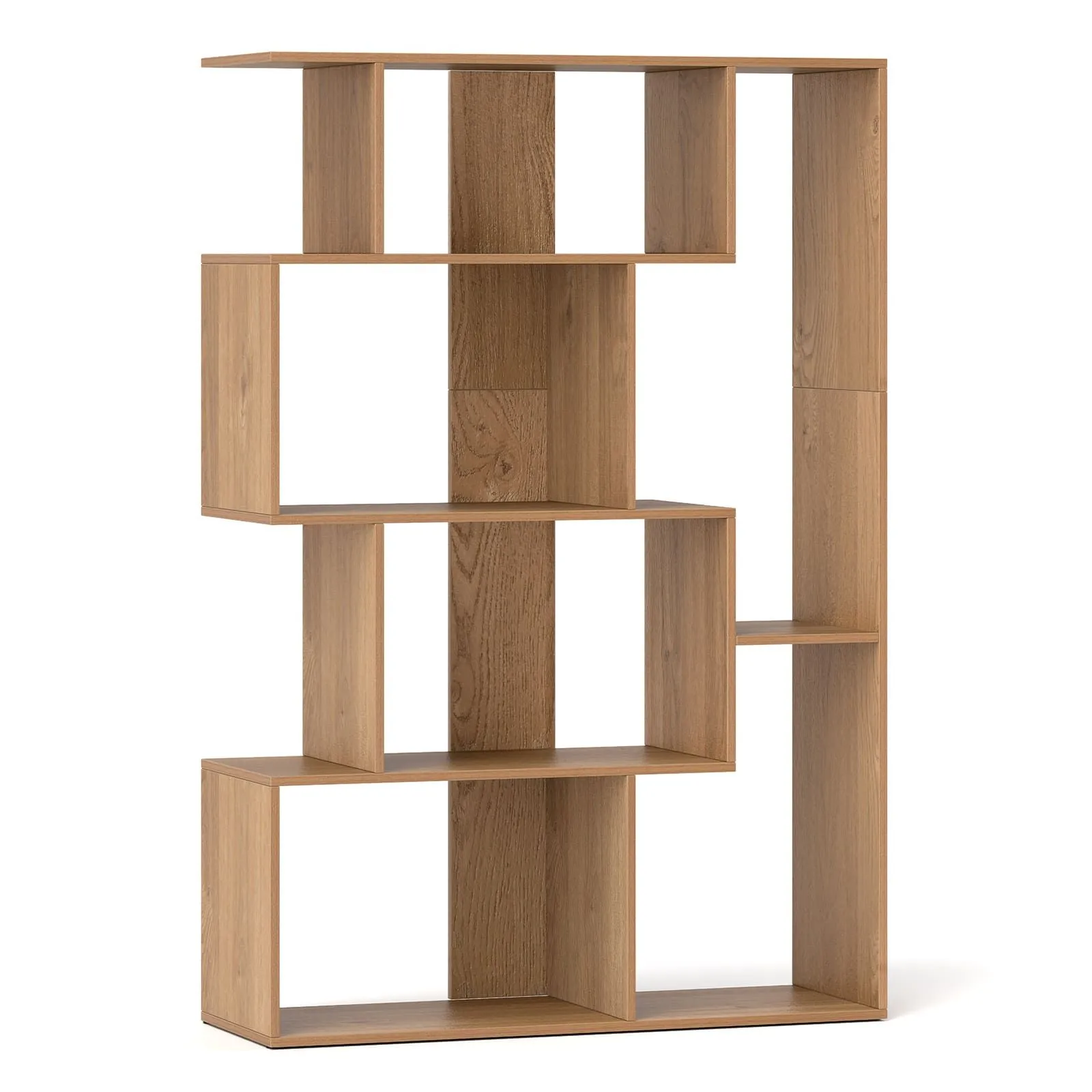 Costway Open-back Geometric Bookshelf Home 6-Cube Large Bookcase in Natural