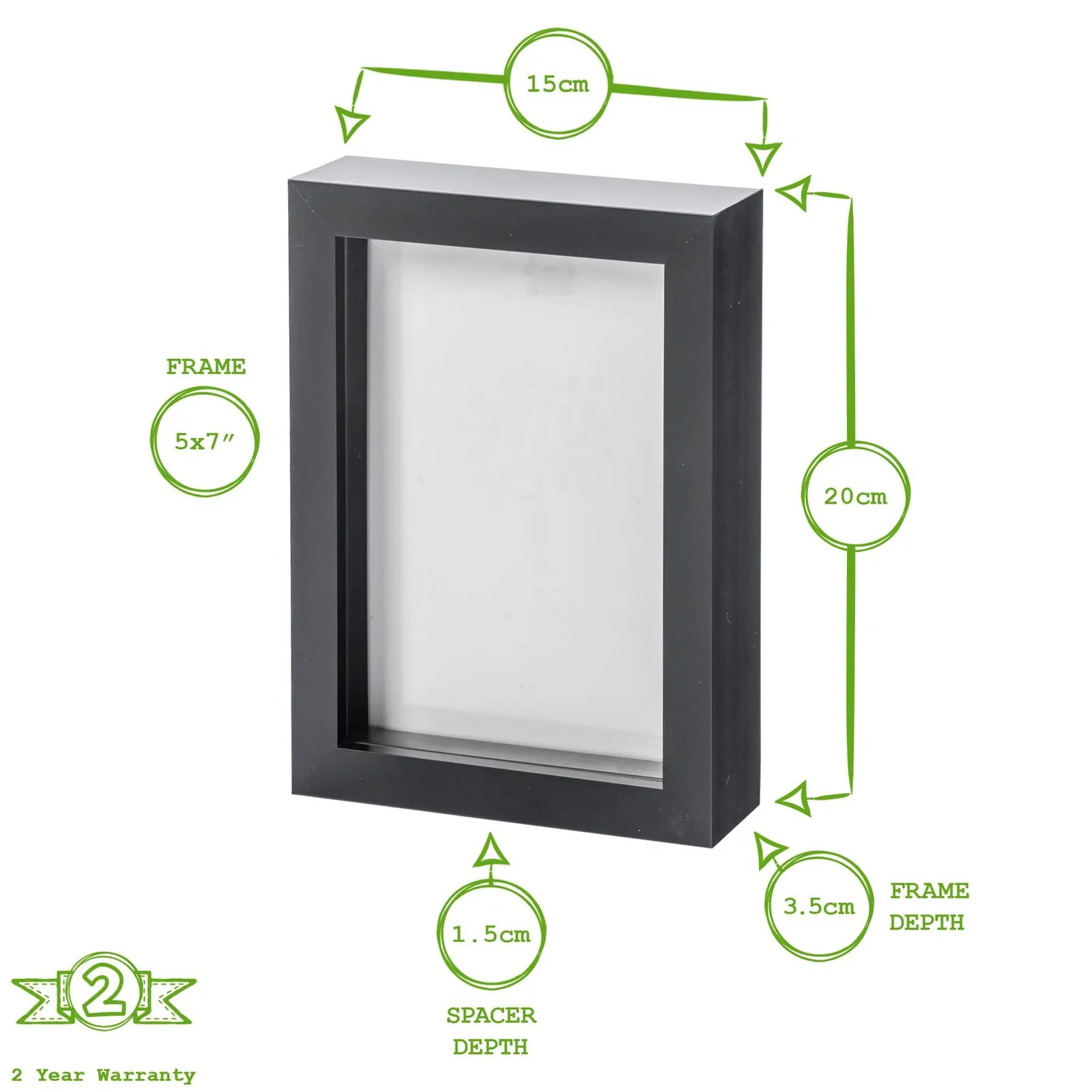 Nicola Spring 3D Box Photo Frame - 5" x 7" - White 4