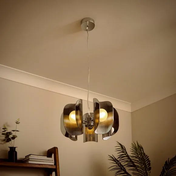 Curve Ribbed 5 Light Adjustable Pendant Light 2