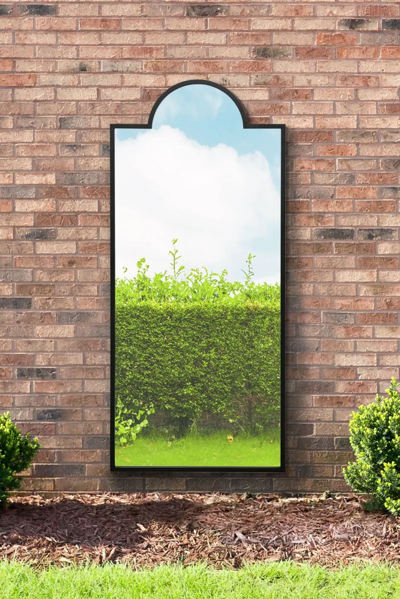 MirrorOutlet Black Contemporary Wall & Leaner Garden Mirror 67"x 29" 170x75cm 2