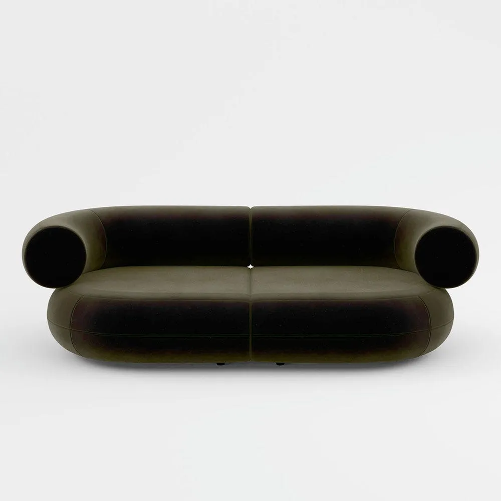 Tom Dixon Fat 2 seater Sofa in Velvet fabric forest 2