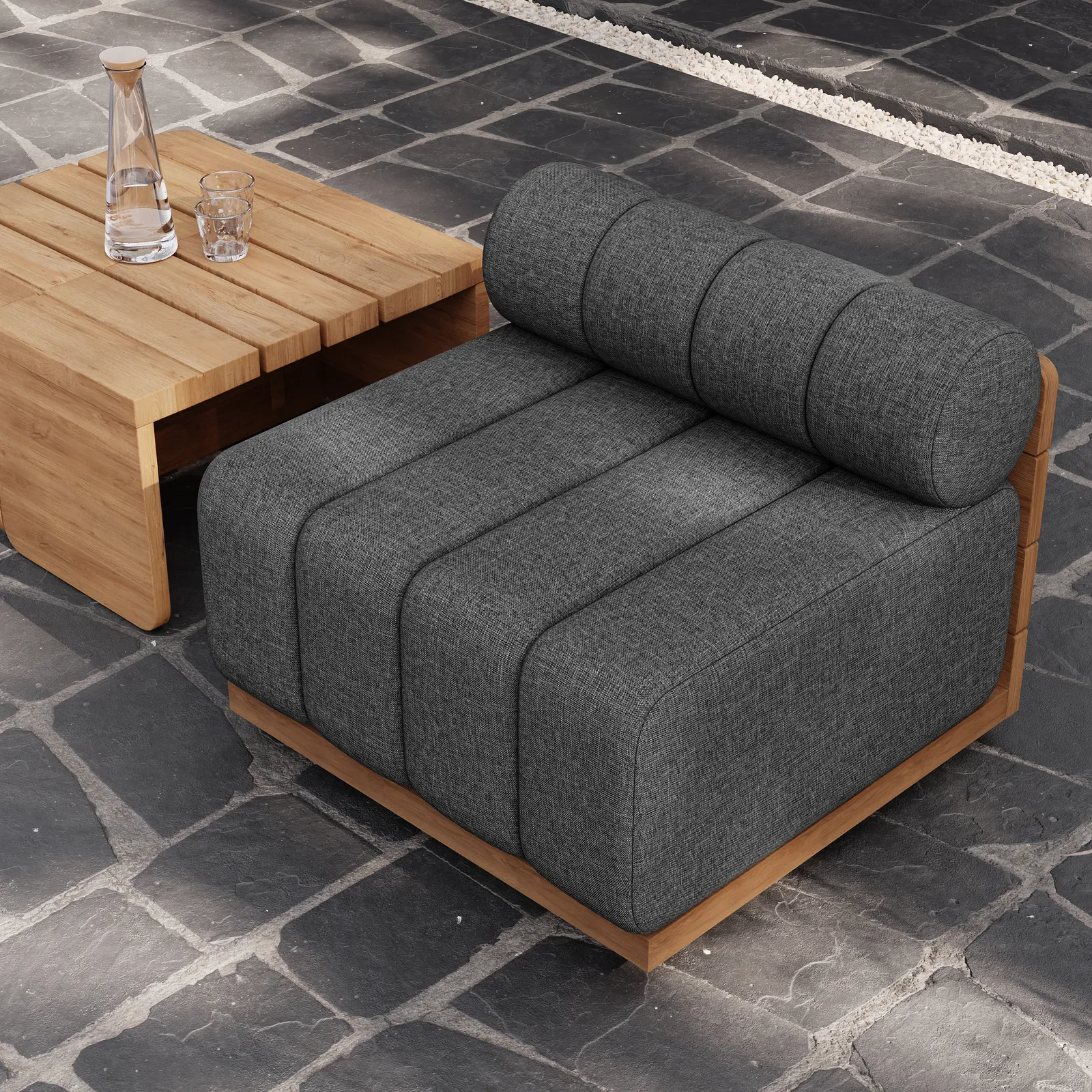 Resaro Teak Outdoor Swivel Chair Dark Grey