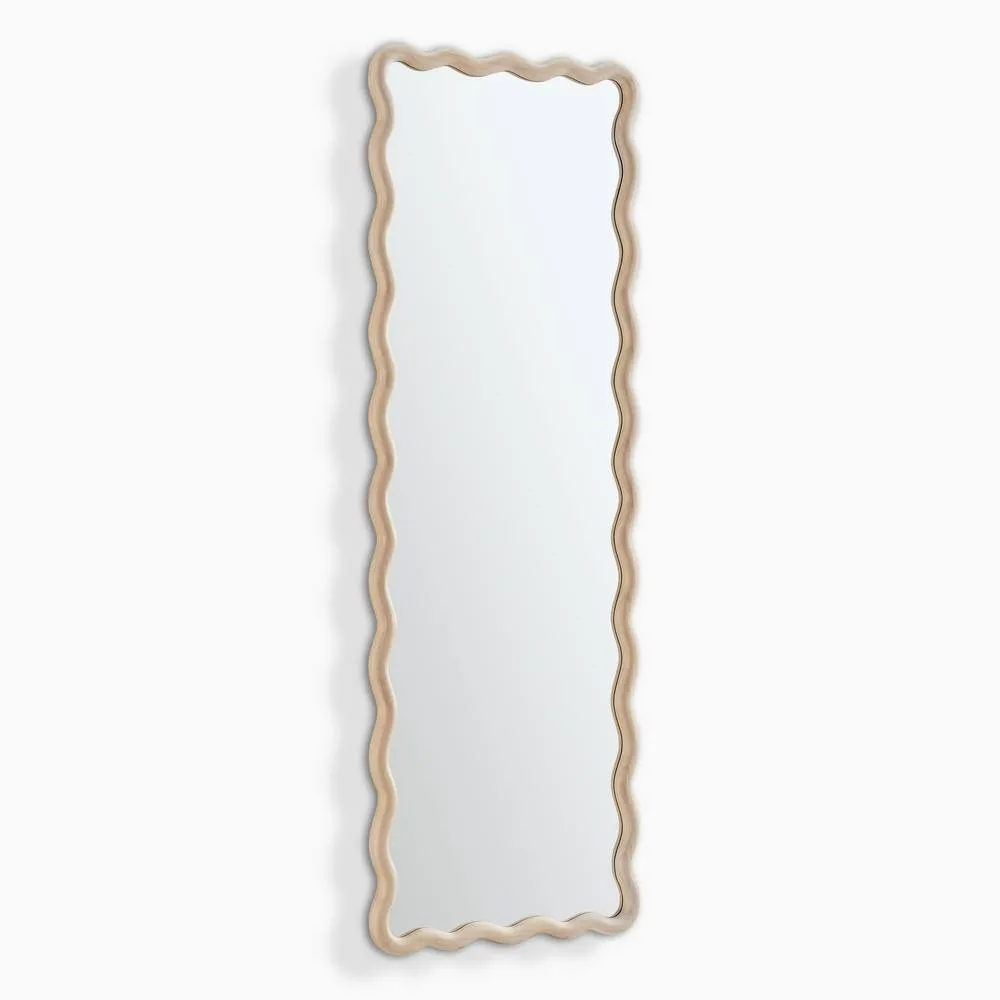 FurnitureboxUK Damaris Wood Full Length 150x50cm Wavy Rectangle Wall Mirror in Brown 4