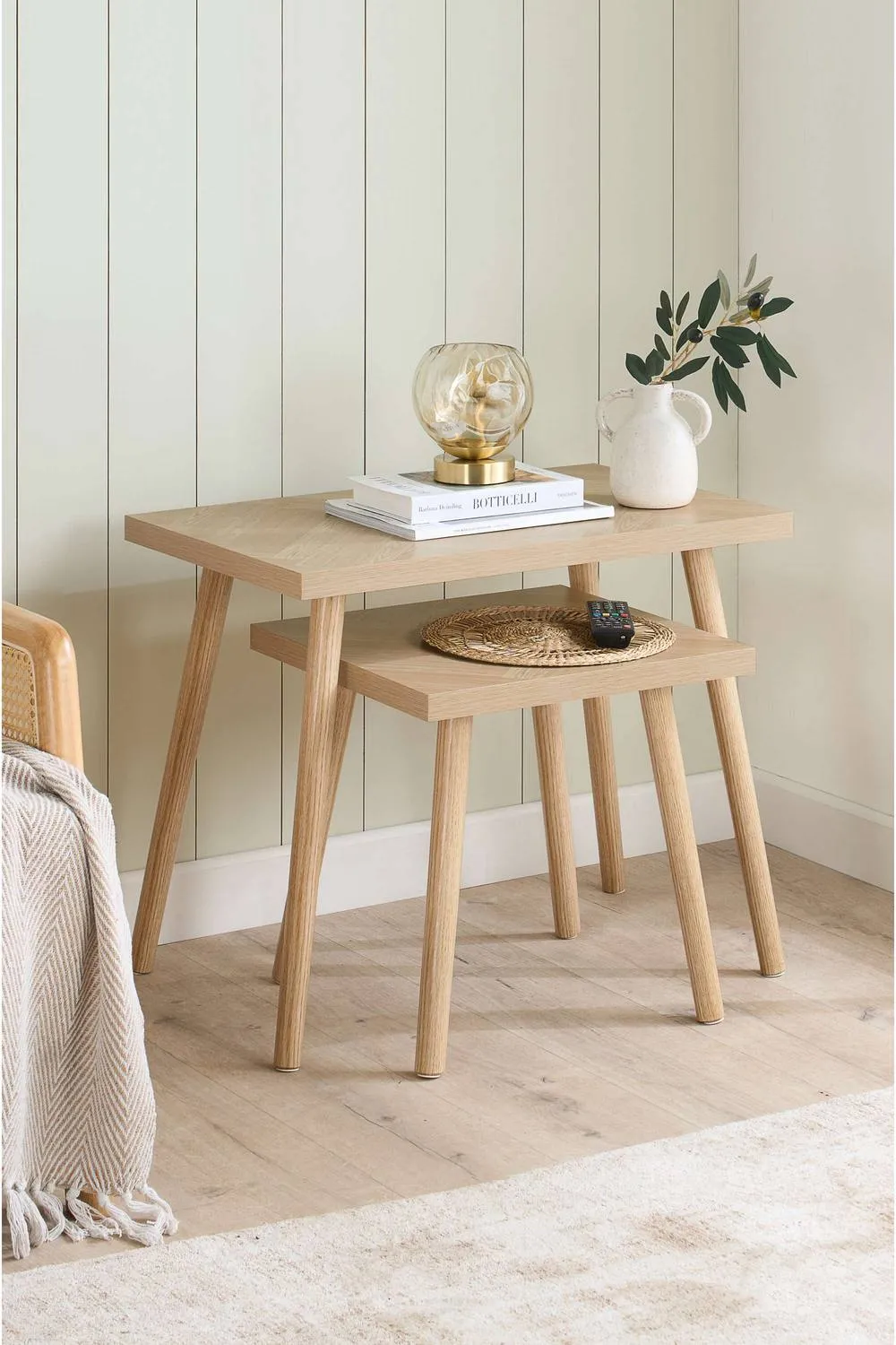 Birlea Herringford Nest Of Tables Oak Parquet Design in Brown