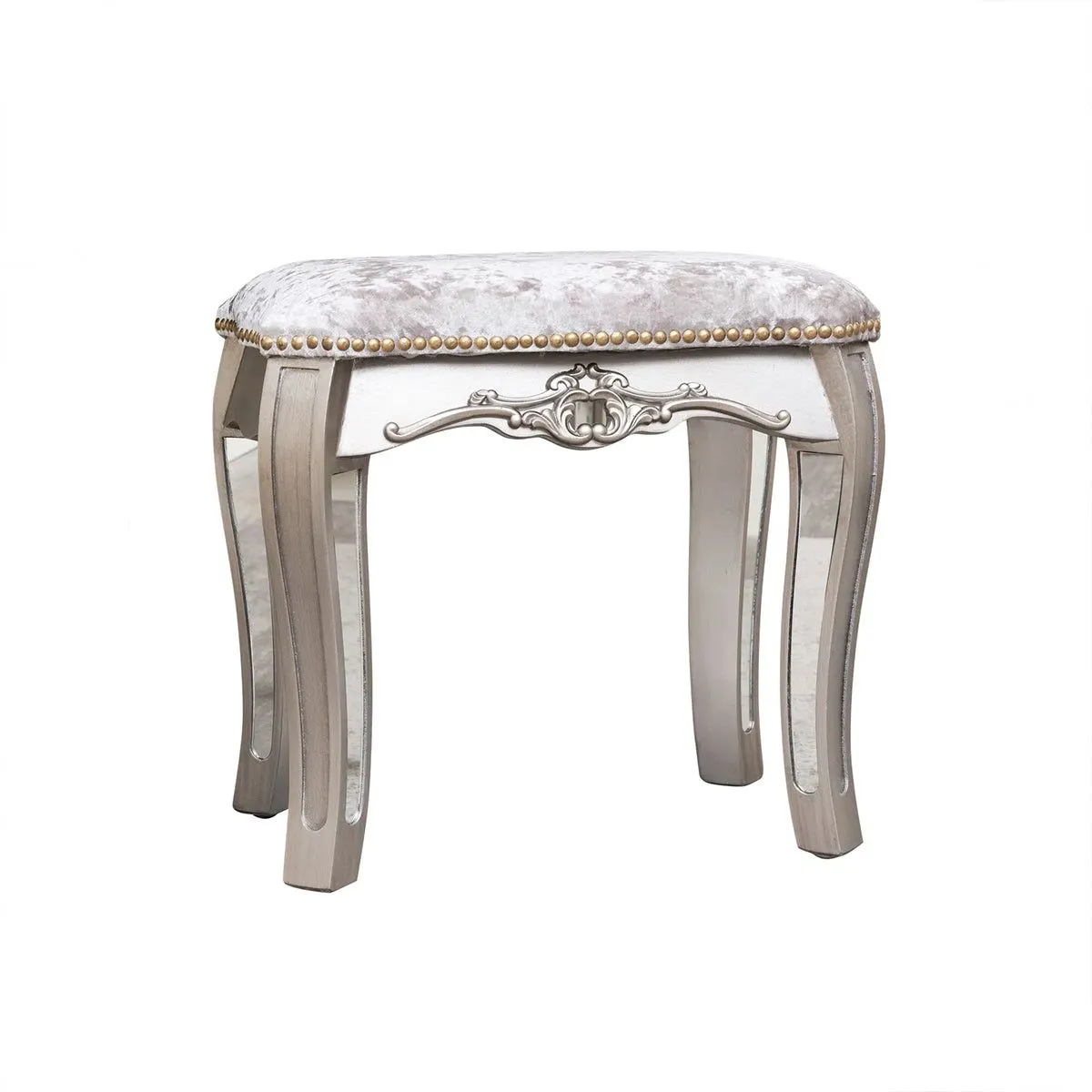 Melody Maison Mirrored Dressing Table Stool - Tiffany Range in Silver 6