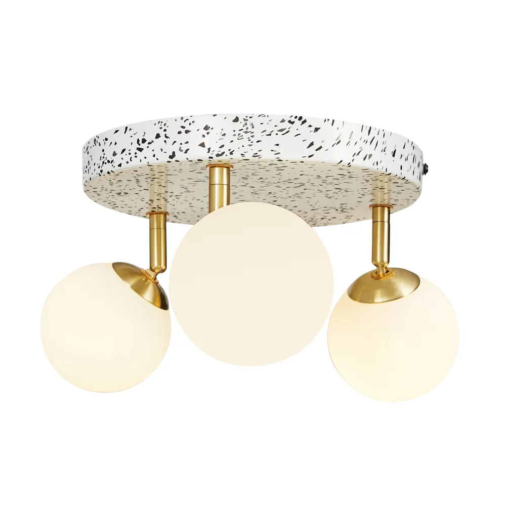 Lott Terrazzo Opal Ball 3 Light Spotlight Plate, Satin Brass