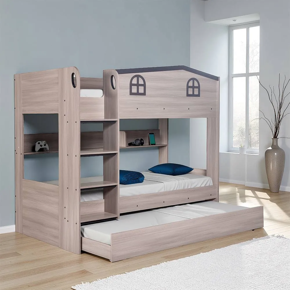 Seconique Hector Bunk Bed & Trundle Set in Grey