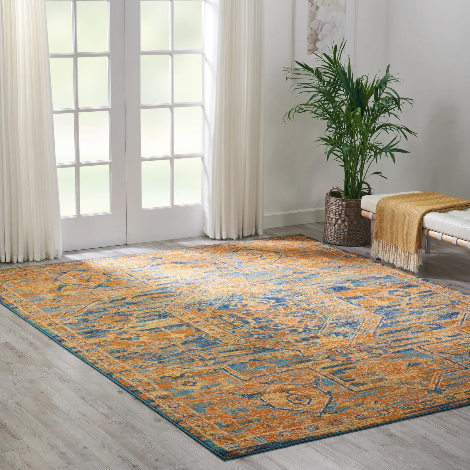 Teal Sun Passion Rug Yellow