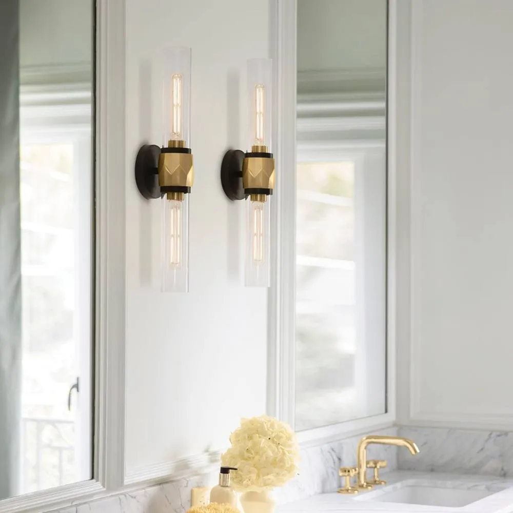 Netlighting Hinkley Ellison Bathroom Wall Lamp Black Heritage Brass IP44 2x E27 2