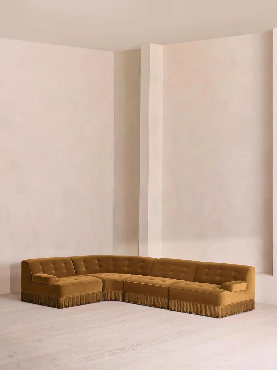 Elowen Modular Sofa, L-Shape Sofa, Velvet, Mustard