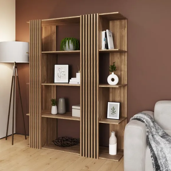 Rowan Wide Shelving Unit, Oak Effect 2
