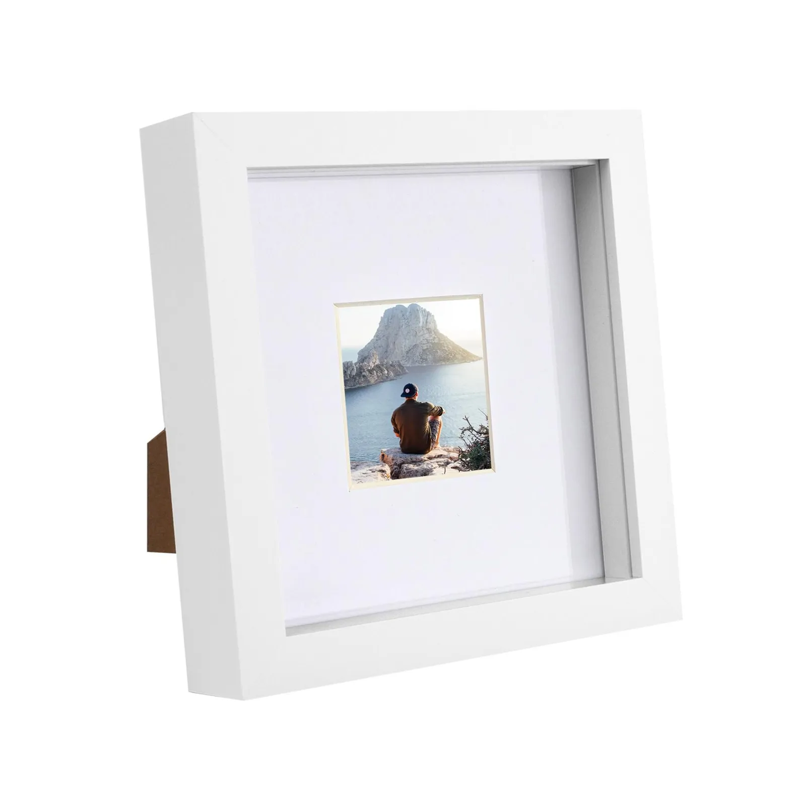Nicola Spring 6" x 6" White 3D Box Photo Frame - 2" x 2" Mount 1