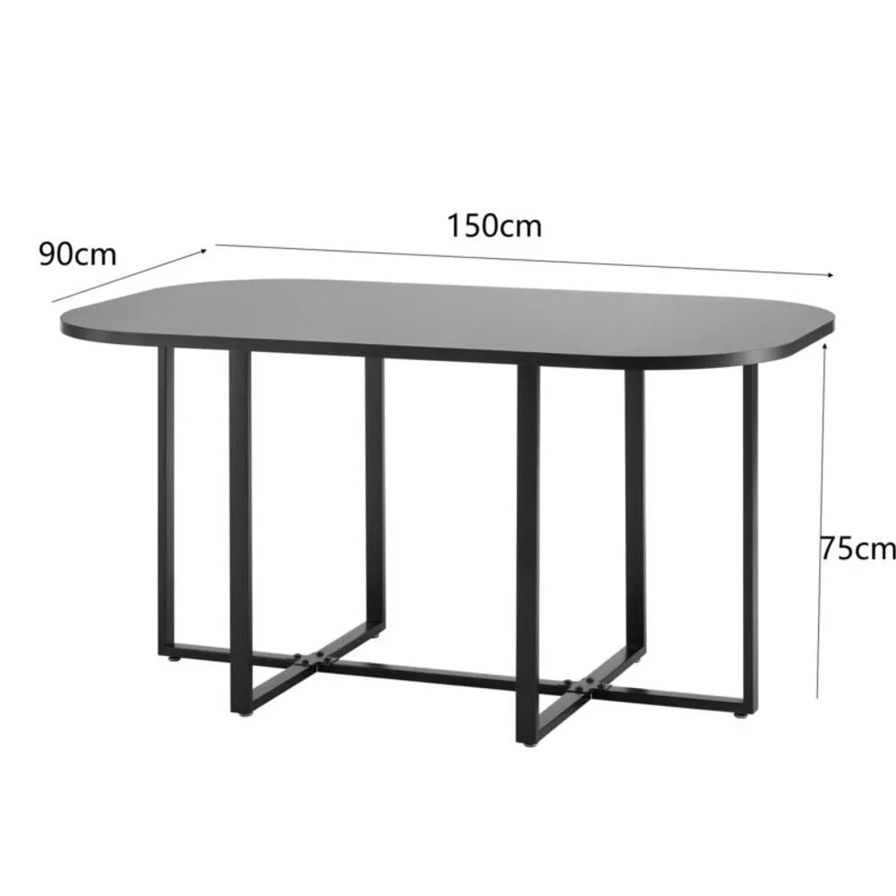 Comfy Living Ltd Black 150cm Square Dining Table Set with 6 White Chairs 2