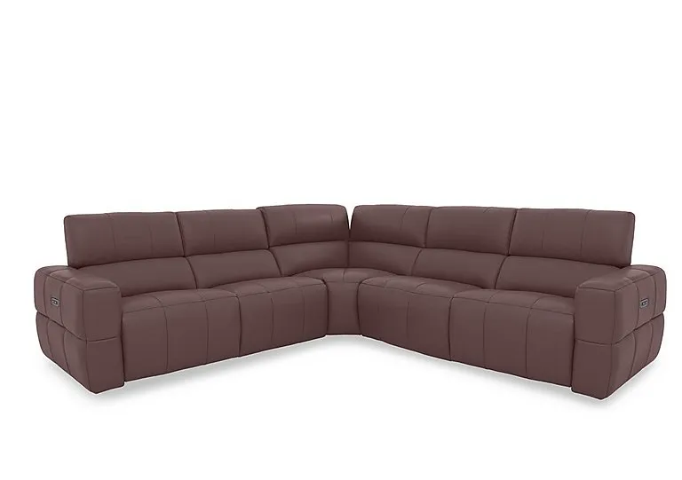 Cube Leather Large Power Recliner Corner Sofa with Power Headrests