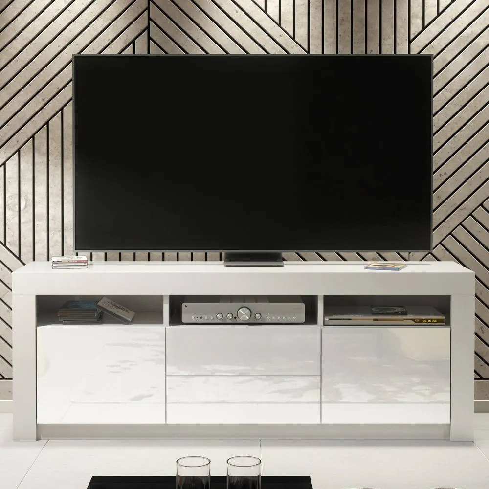 Creative Furniture Shine TV Unit 160cm - White with Gloss Doors