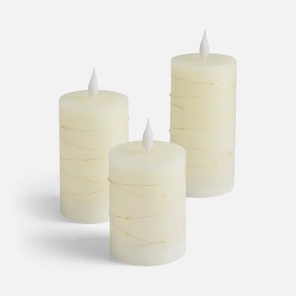 Set of 3 String Light LED Wax Candles 3