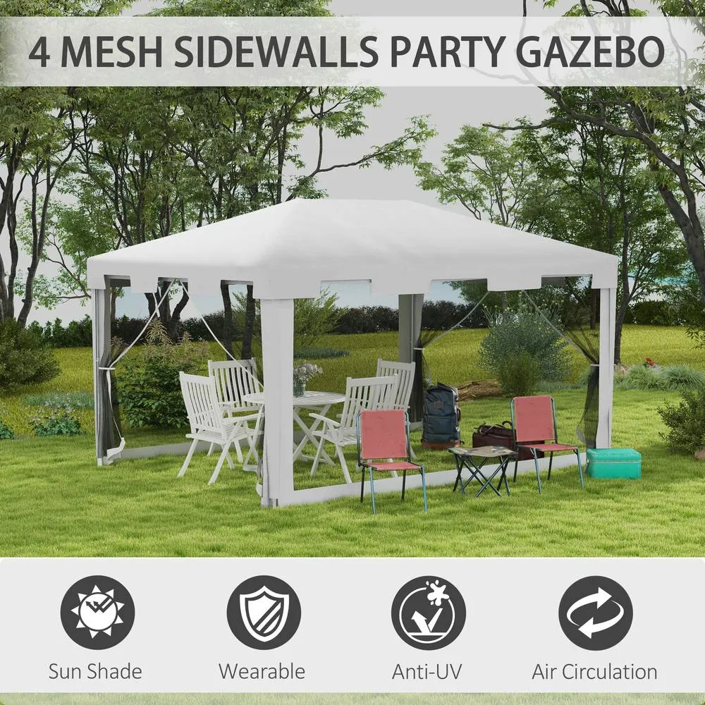 OUTSUNNY Party Tent Waterproof Garden Gazebo Canopy Wedding Cover Shade in White 4