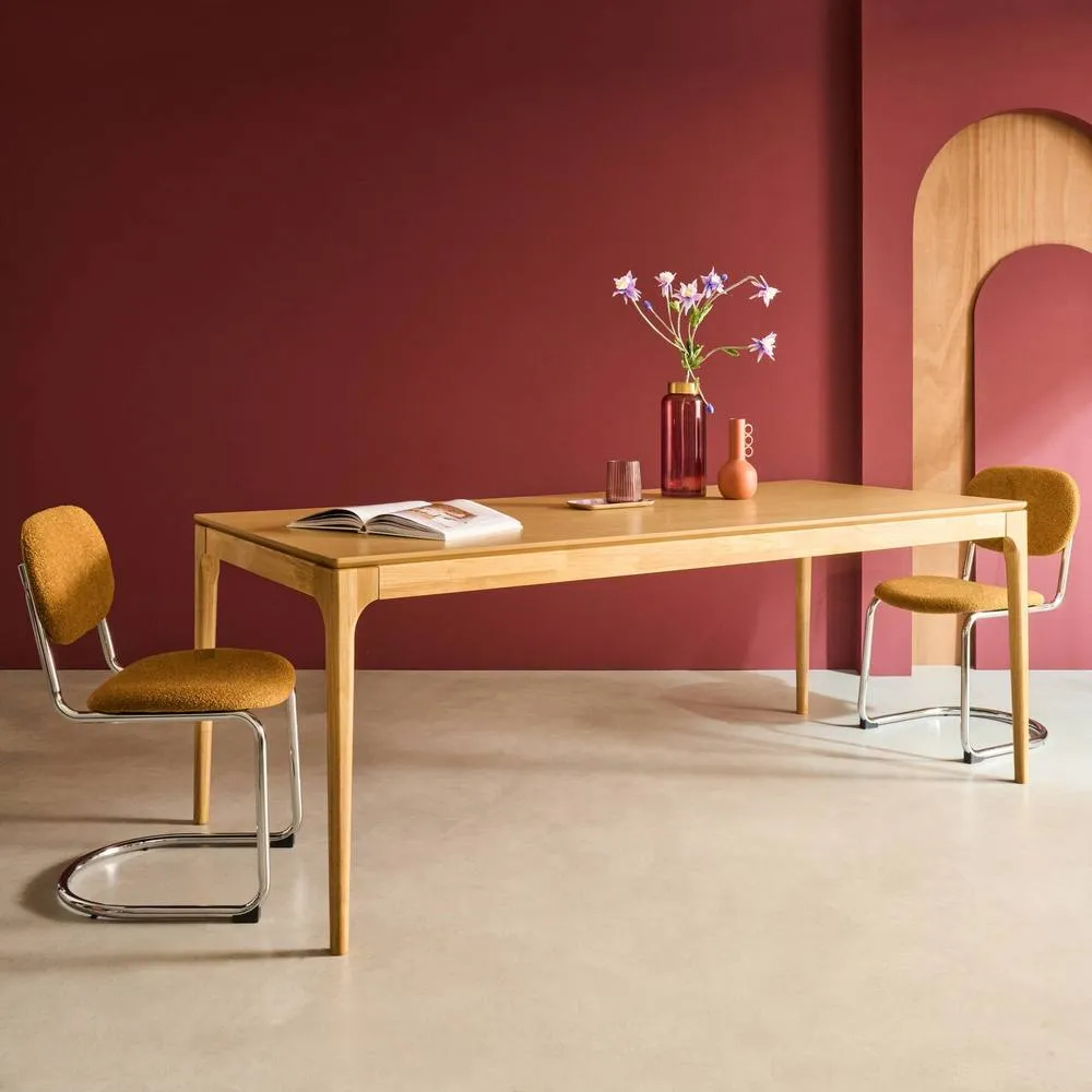 sweeek Rectangular dining table rubberwood & ash veneer 8 seats in Beige 6