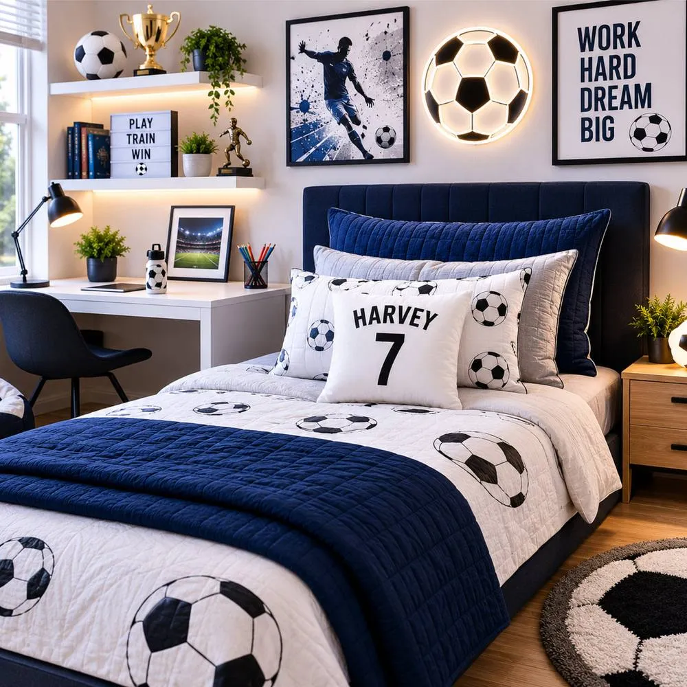 60 SECOND MAKEOVER Personalised Football Cushion Cover in White