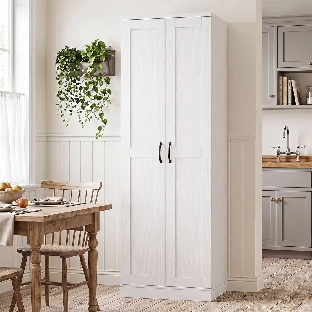 Costway Tall Storage Cabinet Utility Cupboard Organizer with Doors in White 5
