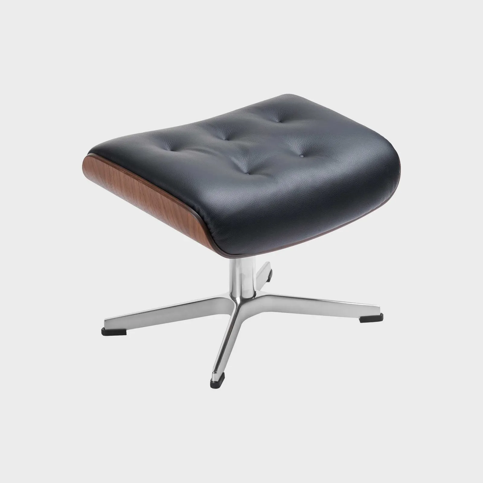 Conform Timeout Button Stitched X-Footstool, Black Leather | Barker & Stonehouse