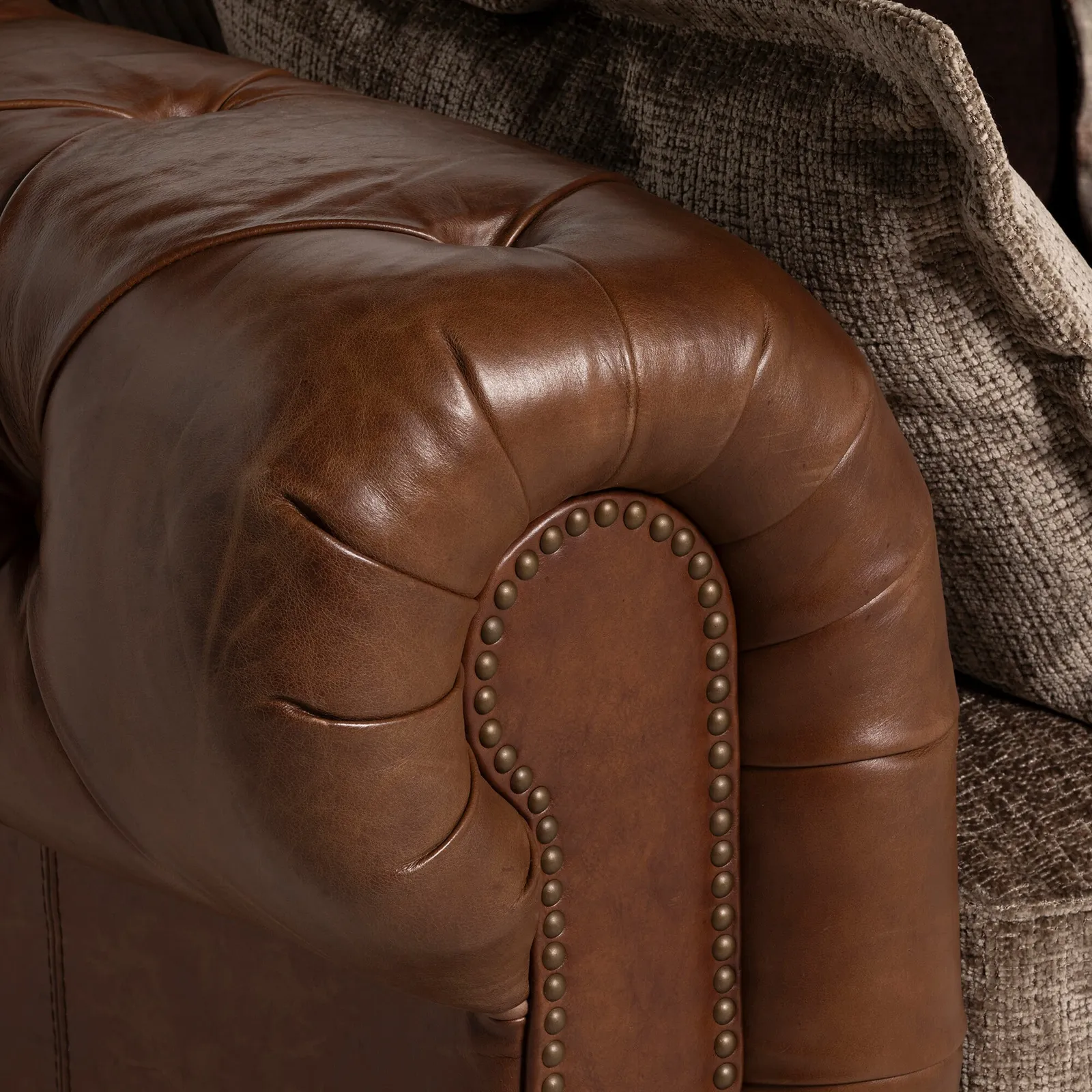 Taunton 3 Seater Sofa, Brown Fabric & Leather | Barker & Stonehouse 3