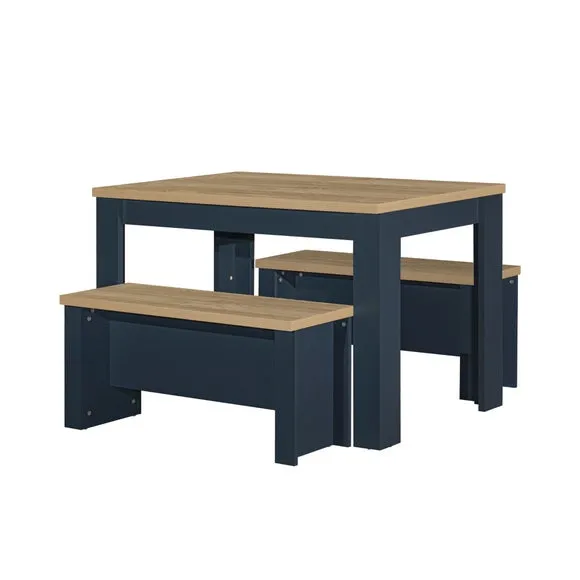 Highgate Dining Table with 2 Benches, Oak Effect 6