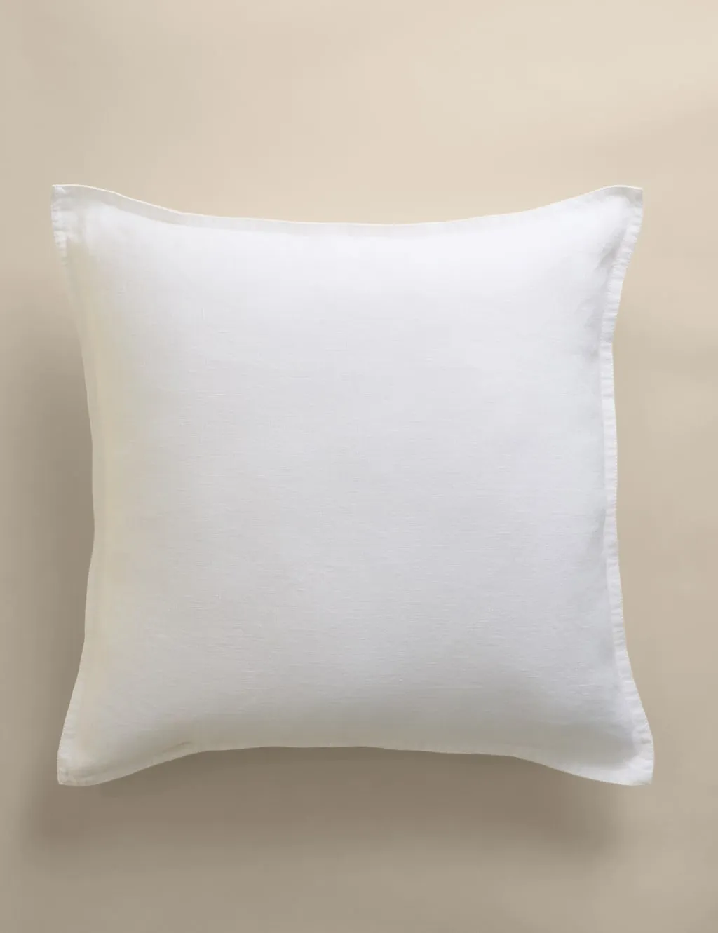M&S Pure Linen Flange Trim Cushion White