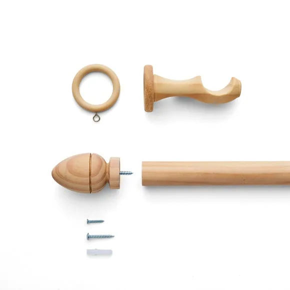 Oregon Fixed Wooden Curtain Pole with Rings 3