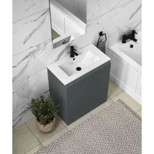 Halite Waterproof Matt Grey Vanity Unit with Basin - 500mm 2