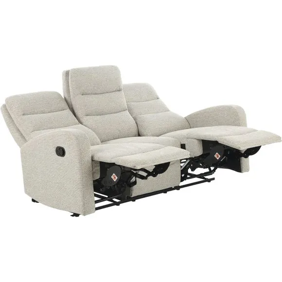 Rena Tonal Faux Linen Manual Recliner 3 Seater Sofa 6
