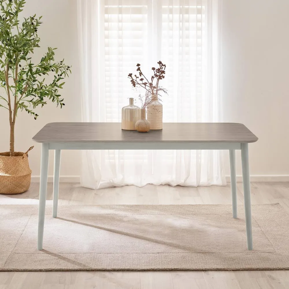 FurnitureboxUK Lynton Large White & Grey Wooden Dining Table with 2 Benches 2 Chairs in Light Grey 3
