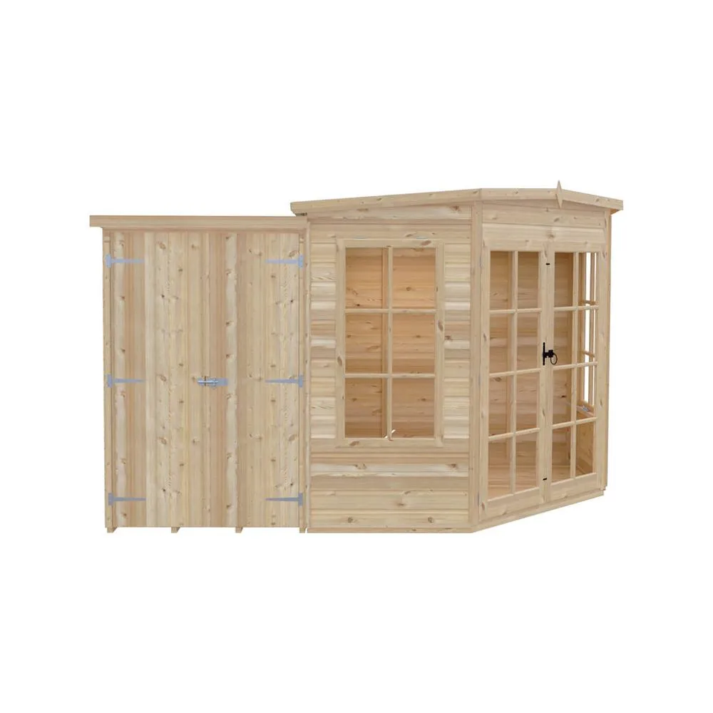 Shires Hampton 7 x 11 Feet with Side Shed - L119 x W205 x H190.3 cm in Light Tan 2
