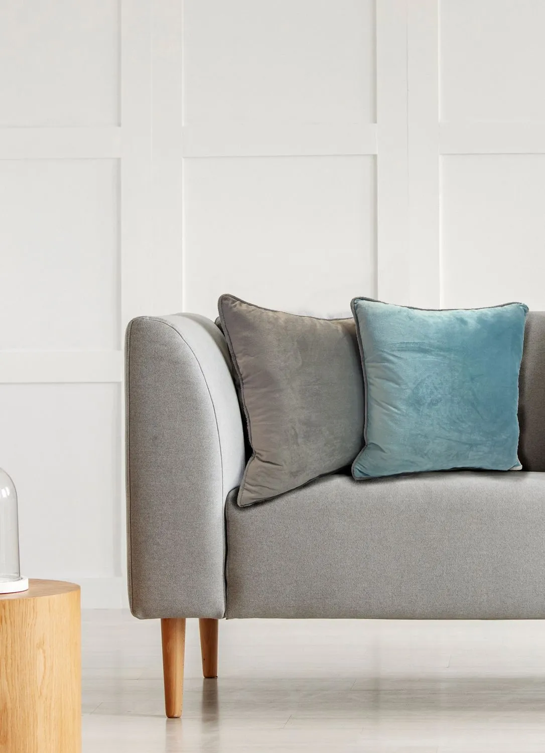 Rapport Home Piped Velvet Polyester Cushion Cover in Duck Egg Blue 4