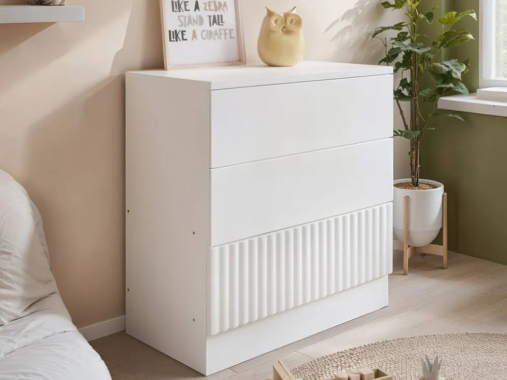 Flair Luca Ribbed 3 Drawer Chest in White 3