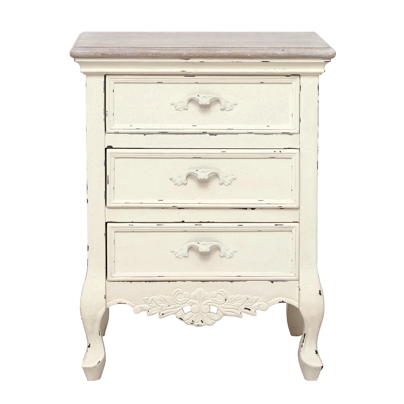 Camille Ivory 3 Drawer Bedside Table Cream