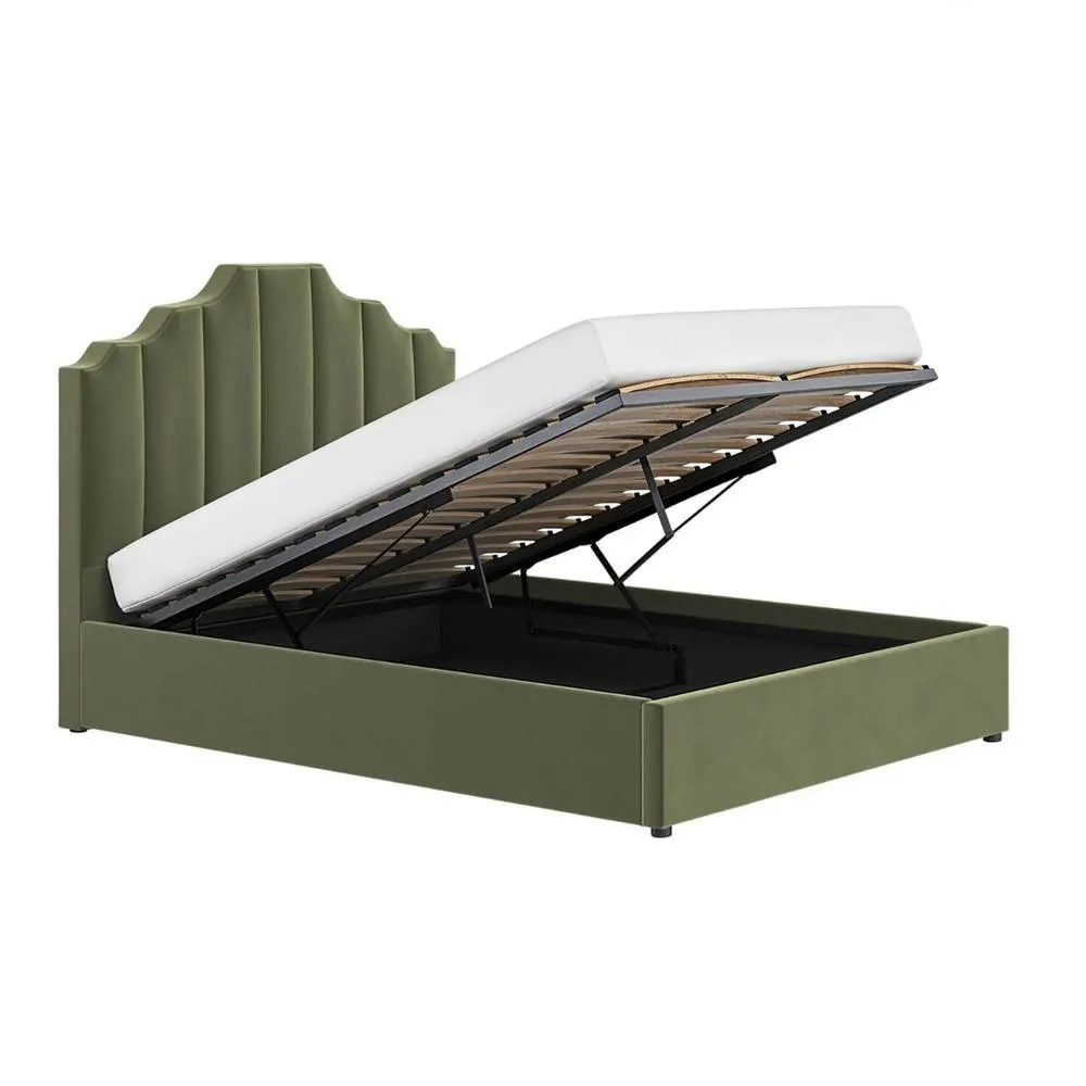 Flair Margot Ottoman Bed Khaki Green Velvet 4
