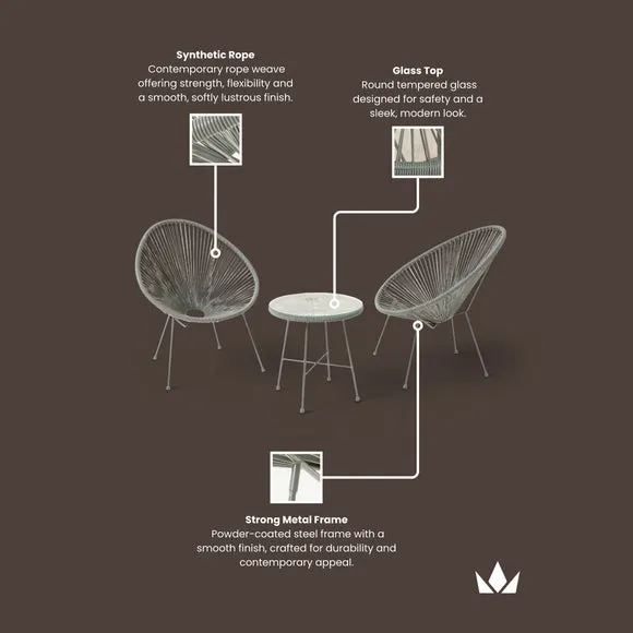 Monaco 2 Seater Egg Chair Bistro Set 6