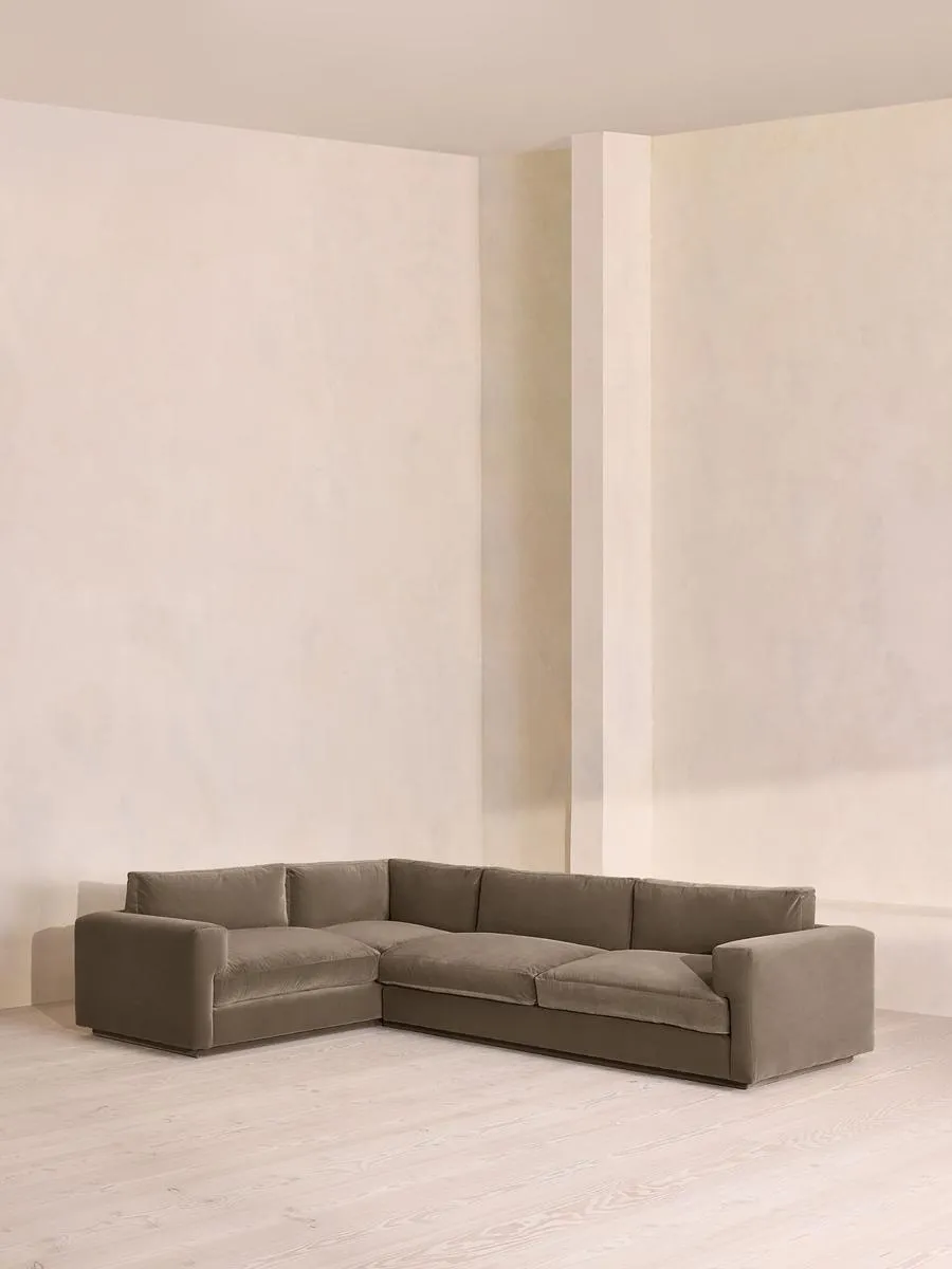 Mossley Right L-Shape Sofa, Velvet, Taupe