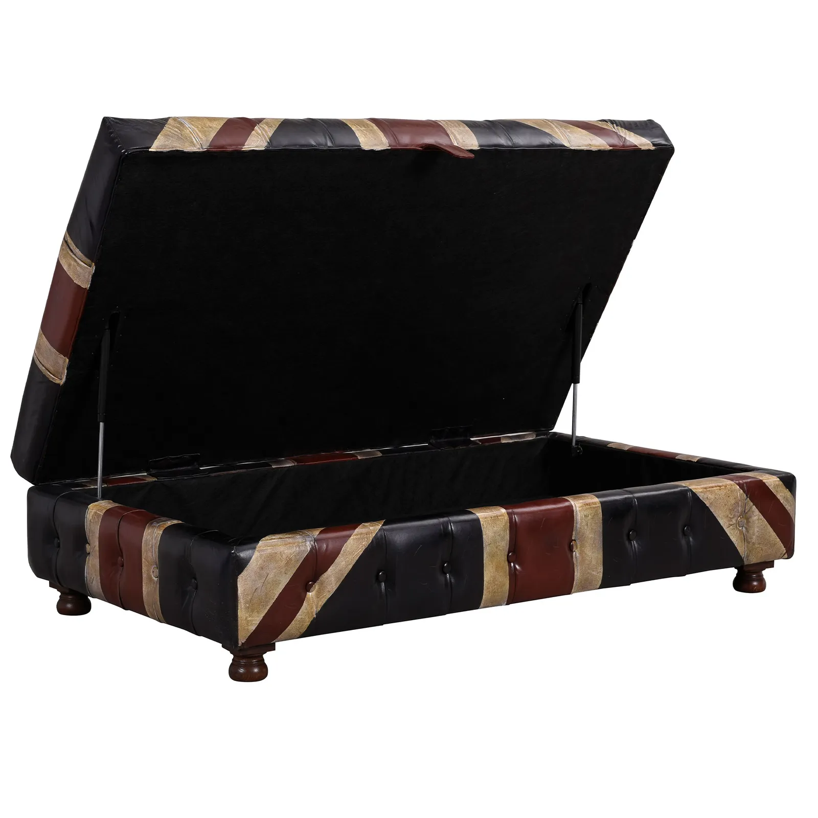 Timothy Oulton Westminster Button Large Storage Footstool, Square, Black Leather | Barker & Stonehouse 5