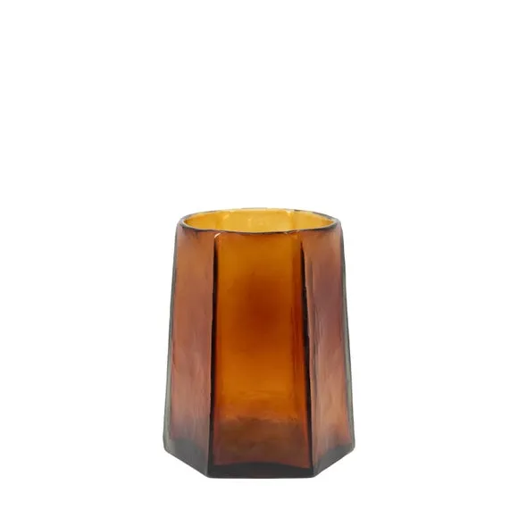 Crossland Grove Organic Faceted Hurricane Amber H200mm, Brown 4