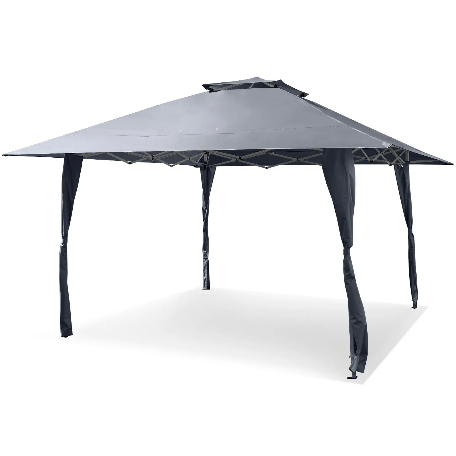 Costway 395 x 395 cm Pop up Canopy Tent Outdoor Easy Setup Gazebo in Grey