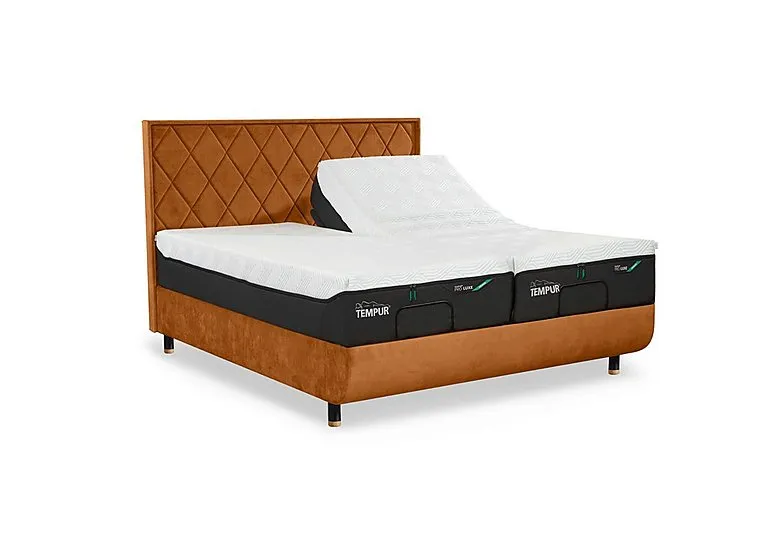 Arc Ergo Smart Base Bed Frame with Quilted Headboard - King Size - Black & Gold