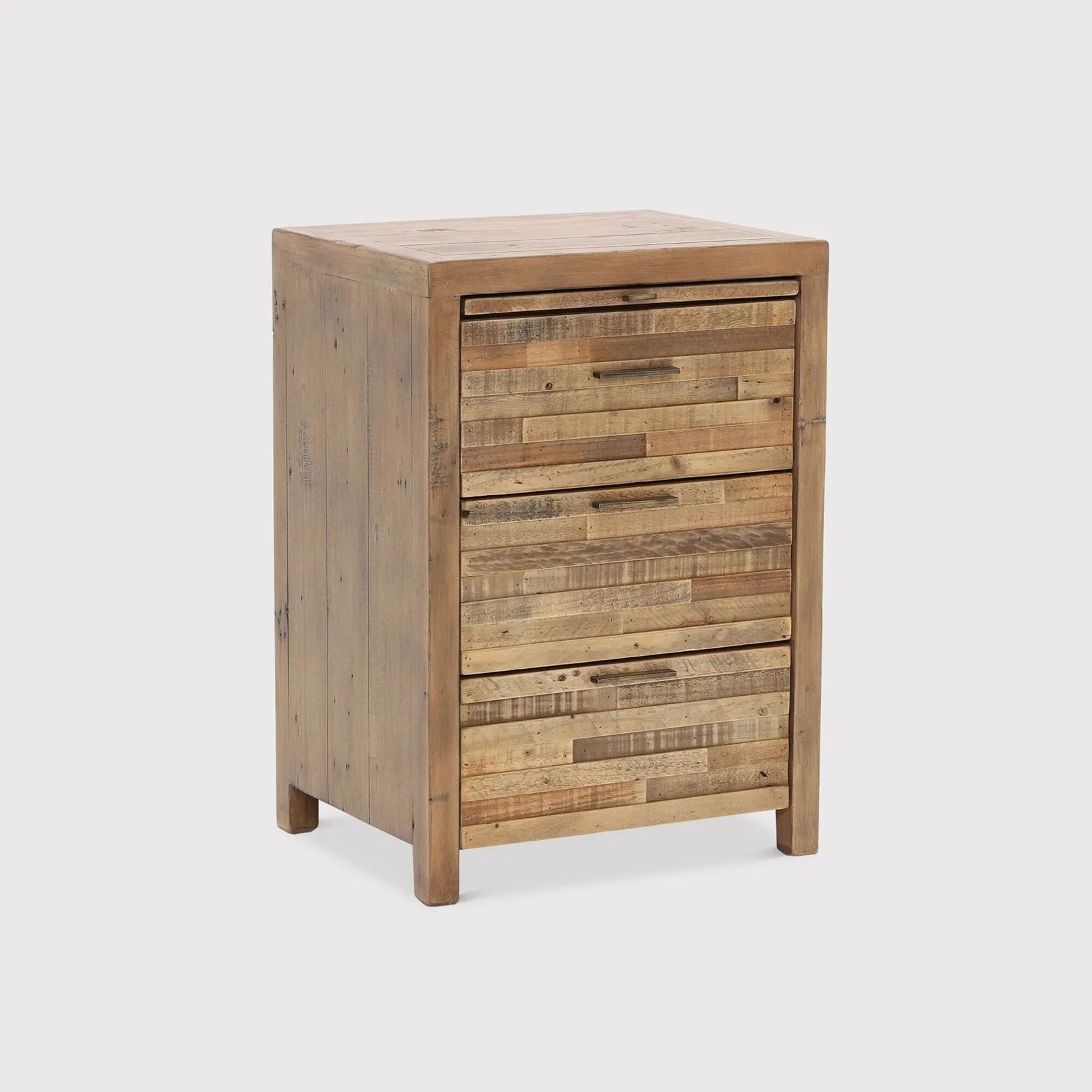 Charlie 3 Drawer Bedside Table, Wood | Barker & Stonehouse