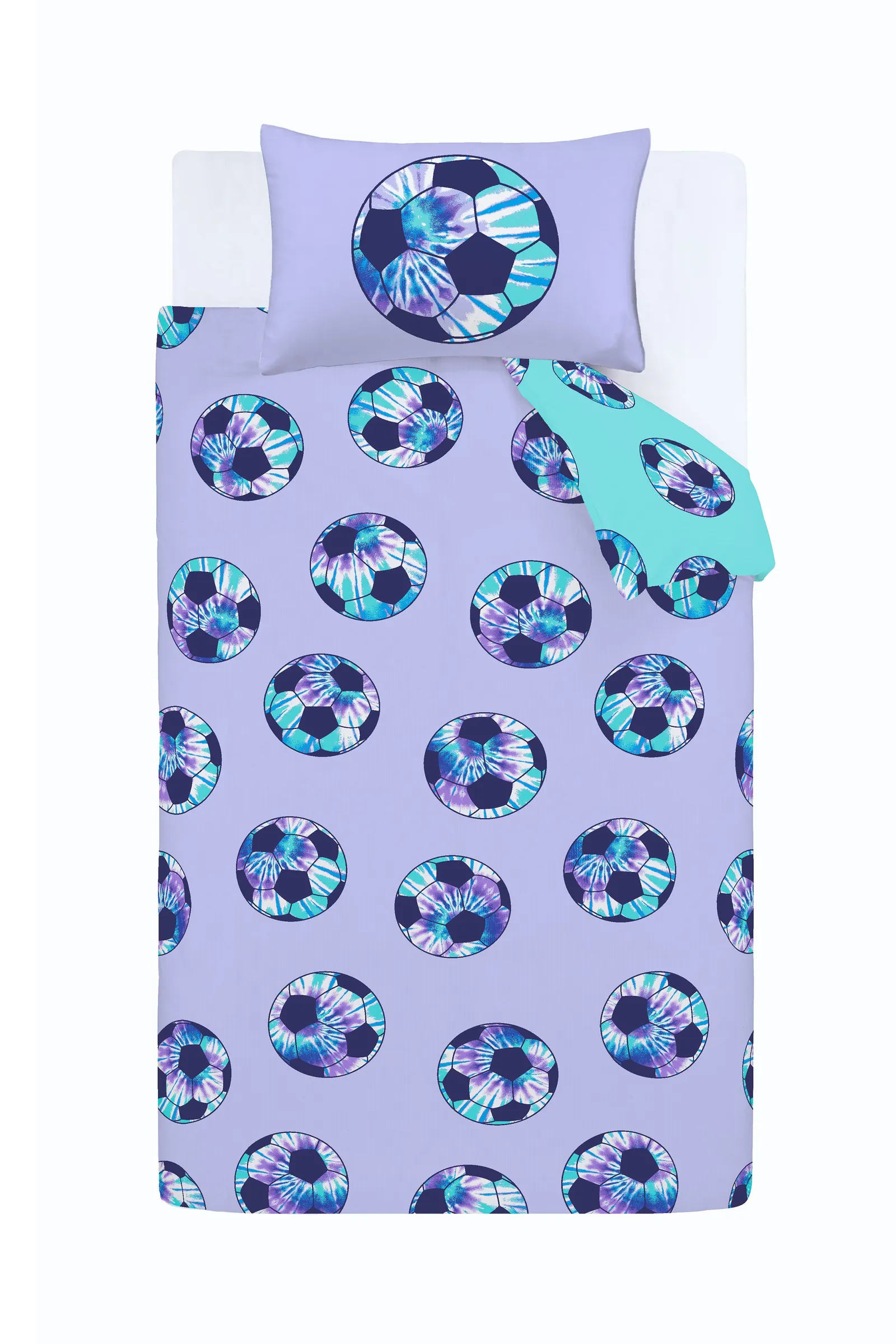 Catherine Lansfield 'Tie Dye Football' Reversible Duvet Cover Set in Lilac 5