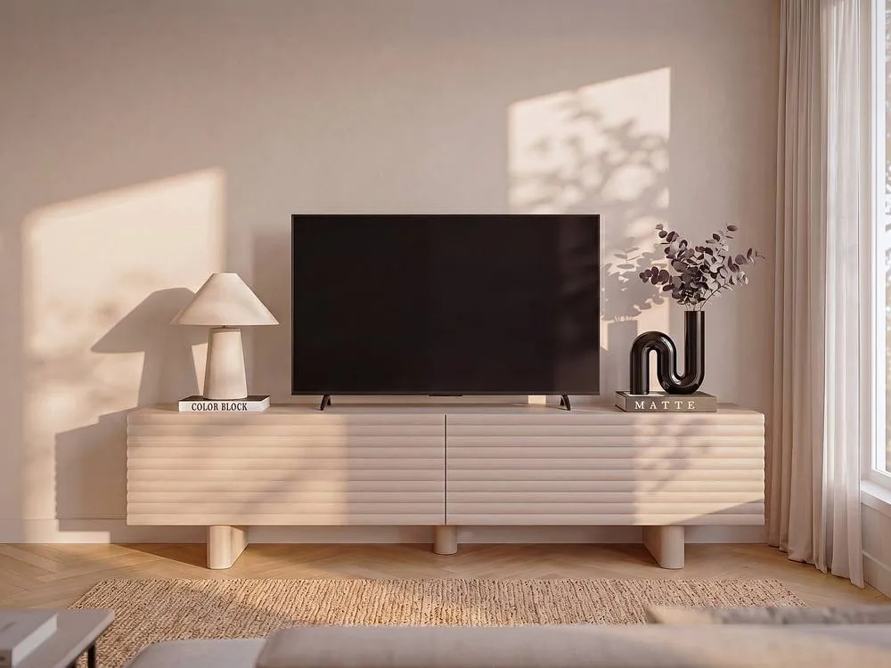 Vente-unique TV Unit With 2 Doors In MDF - 180 Cm - Beige - LUDIMA 3